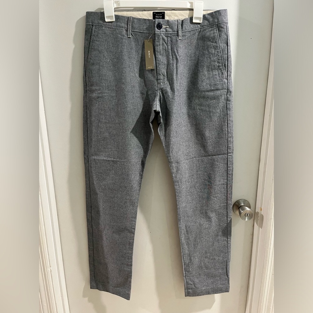 J.CREW Stretch Chambray Button Front Pants, Blue, Size 32 x 32, new!